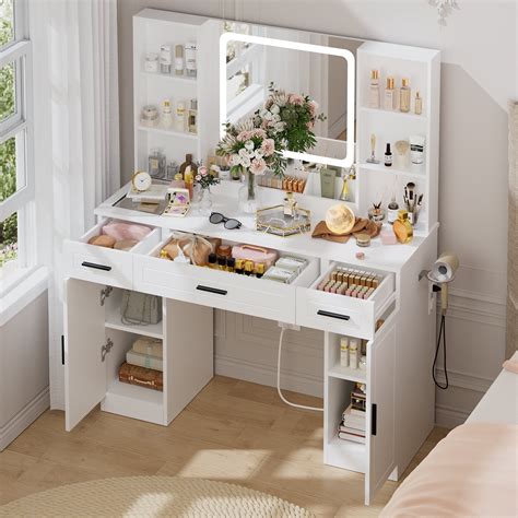 Hommpa Vanity Set with Mirror and Lights, White India | Ubuy