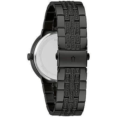 Bulova Men's Black Ion-Plated Stainless Steel Crystal Accent Bracelet ...
