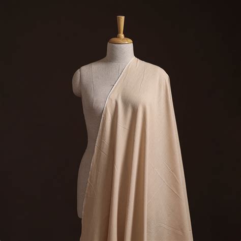 Beige Prewashed Fine Cotton Handloom Plain Fabric