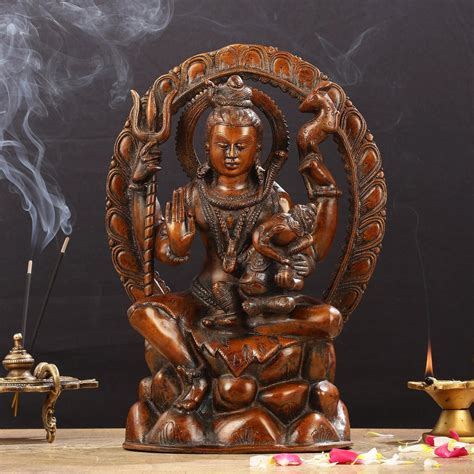 Brassaura™ Pure Brass Lord Ganesha on Shiva’s Lap | Height 12 Inches