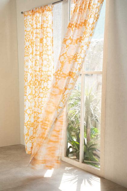 Buy Gypsy Rose Pure Cotton Yellow And White Sheer Curtain Online ...