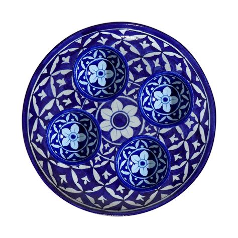 CONNECTING INDIA Hand Painted Serving Plate with Serving Bowl ...
