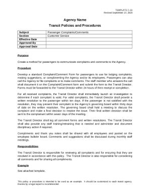 Transit Policies & Procedures Templates Doc Template | pdfFiller
