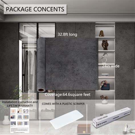 Buy TruReno 24x394 Black Grey Concrete Contact Paper Peel and Stick ...