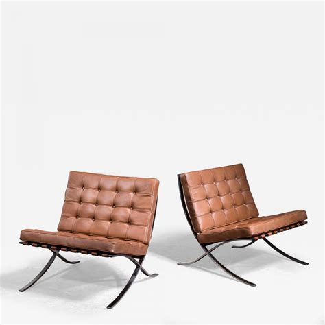 Ludwig Mies Van Der Rohe - Pair of original Barcelona chairs, 1st Knoll ...