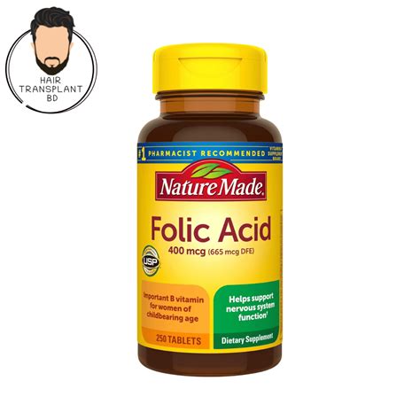 Nature Made Folic Acid 400 mcg - 250 Tablets - Hair Transplant BD
