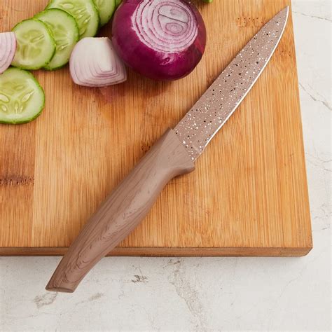 Buy Home Centre Marshmallow Athena Beige Printed Stainless Steel Knife ...