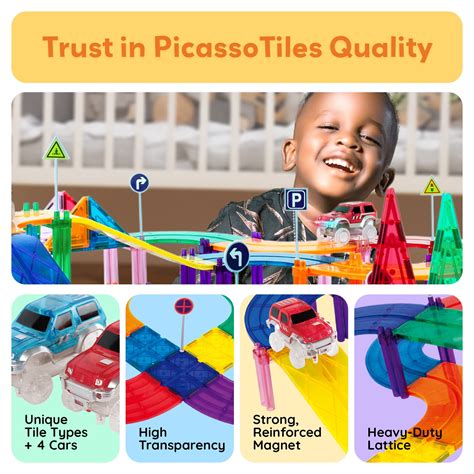 PICASSO TILES PicassoTiles Race Track Magnetic Tiles for Kids with ...