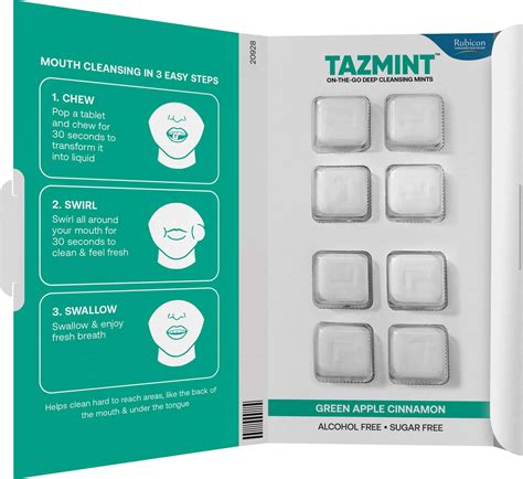 Buy TAZMINT 3-IN-1 CHEWABLE MOUTHWASH TABLETS | GREEN APPLE CINNAMON ...