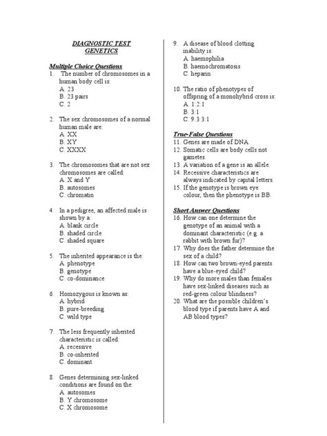 Image result for Genetics Test Questions