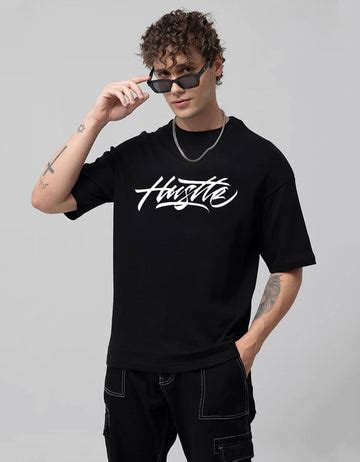 Hustle Black Oversized Back Graphic Printed Tshirt – Veirdo
