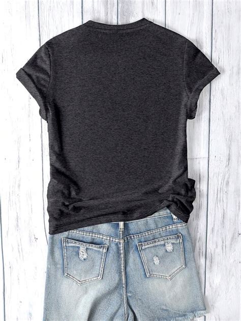 INAWLY Plus Size Women's Round Neck Short Sleeve T-Shirt With Slogan ...