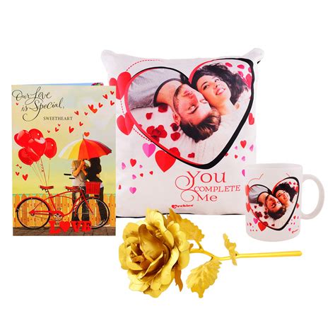 Buy Archies Ceramic Mug+ Cushion+ Greeting Card+ 24K Golden Rose- Pack ...