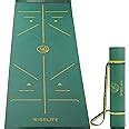 WiseLife TRU Alignment Yoga Mat + Sleek Yoga Strap for Men and Women ...