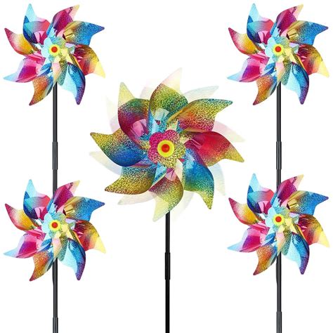 HASTHIP® 5Pcs Bird Repellent for Balcony, Colorful Reflective Pinwheels ...