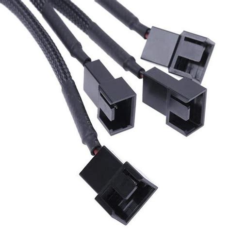 Pi+® (PiPlus®) 4-Pin Molex to 4 x 3/4-Pin PC Case Fan Sleeved Adapter