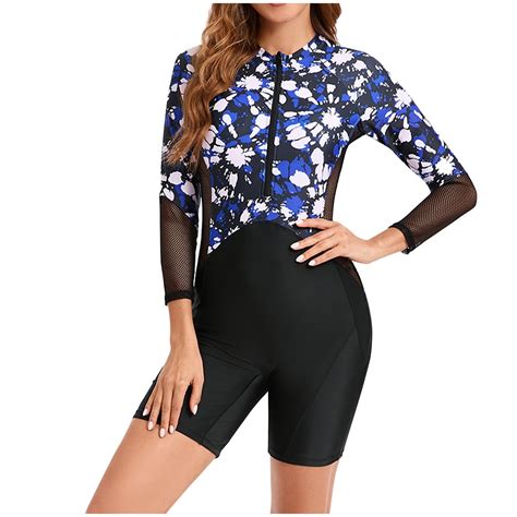 Feimerou Long Sleeve One Piece Swimsuit for Women Tummy Control Rash ...