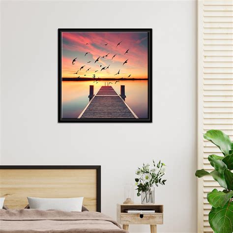 Beautiful Sunset view at Pond Floating Canvas Wall Painting Frame ...
