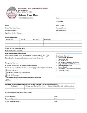Fillable Online Paso Robles, CA 93446 Seizure Care Plan Fax Email Print ...
