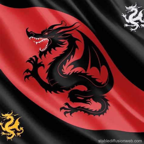 flag with black and orange dragon and red background Prompts | Stable ...