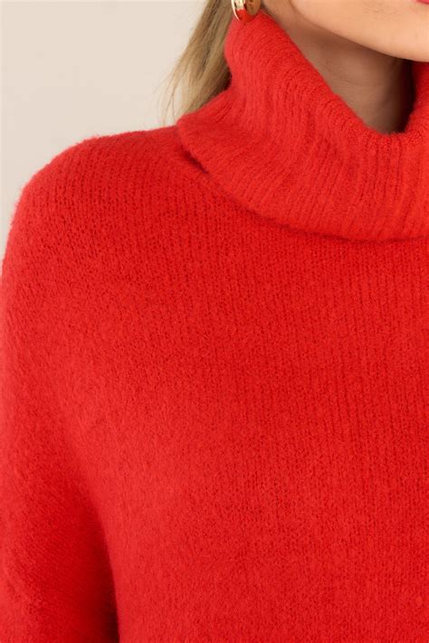 Beautiful Red Turtle Neck Sweater - All Tops | Red Dress