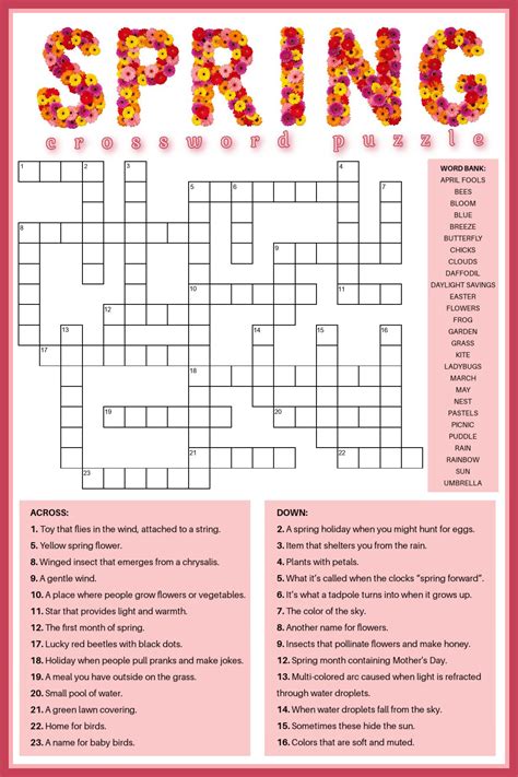 Crossword with Word Bank Printable - FREE Printable A-Z