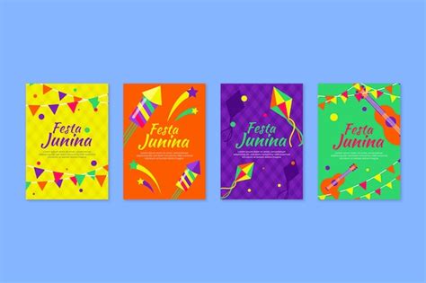 Design piatto design collezione di carte festa junina | Vettore Gratis