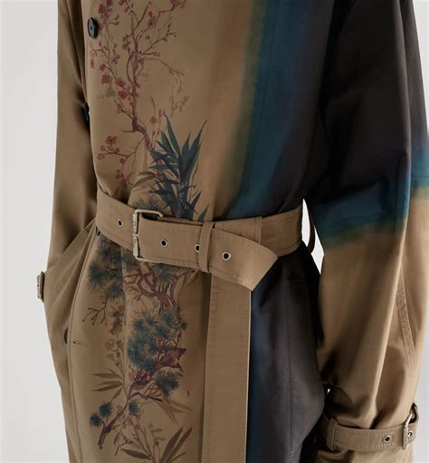 Trench Coat Beige Cotton Gabardine with Multicolor Dior Pine Tree Motif ...