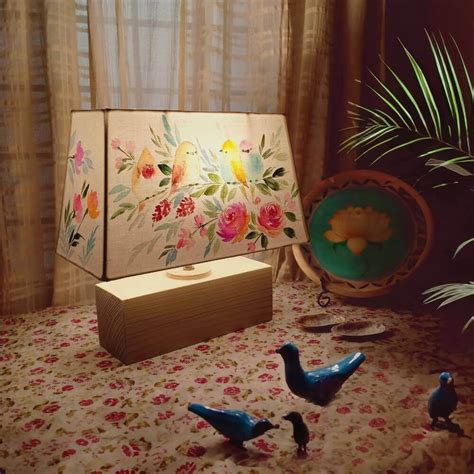 Rectangle Table Lamp - New Birds Lamp Shade