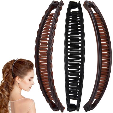 Amazon.com: Alpinleux 3 Pcs Banana Hair Clips for Women, Large Double ...