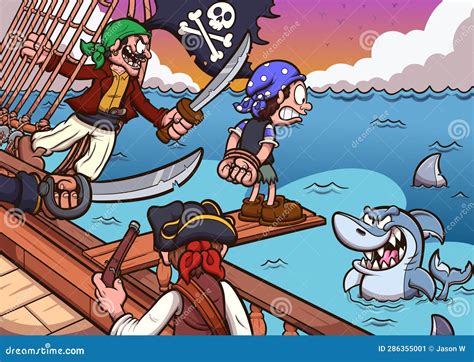 Walking the Plank. Vector Illustration with Simple Gradients. Stock ...