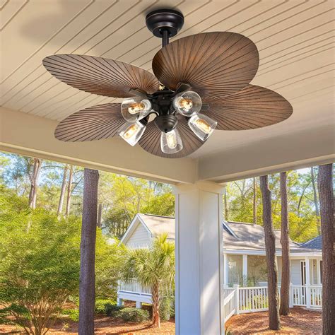Dextrus 52'' Tropical Ceiling Fan with LED Light, Remote, 3 Speed ...