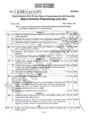 OOPS WITH JAVA BCS306A Solved Model Question Paper - BCS306A Model ...
