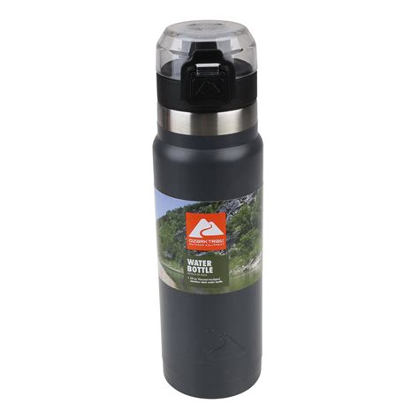 Ozark Trail 24 oz Black and Silver Stainless Steel Water Bottle with ...