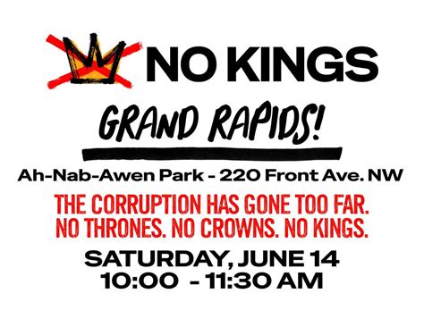 No Kings Indivisible Greater Grand Rapids, Ah-Nab-Awen Park 220 Front ...