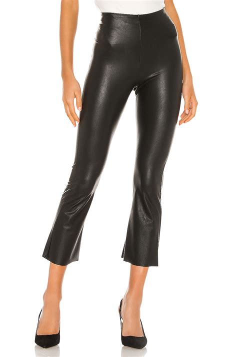 Commando Faux Leather Cropped Flare Pant in Black | REVOLVE