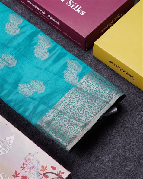 Beautiful Sapphire Blue Semi Raw Silk Saree With Fancy Border ...
