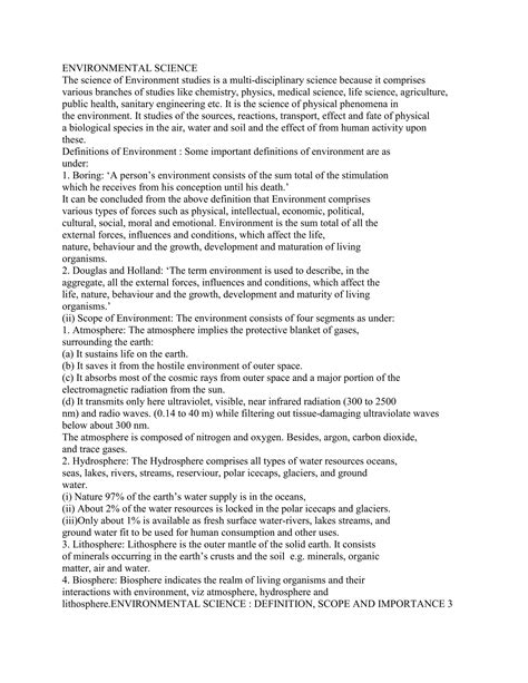 Environmental science | DOCX