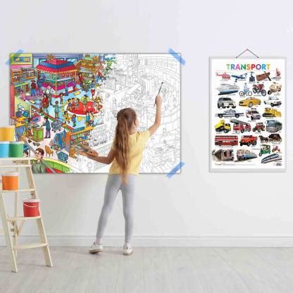Transport Chart and GIANT AT THE MALL COLOURING POSTER | SET OF 1 CHART ...