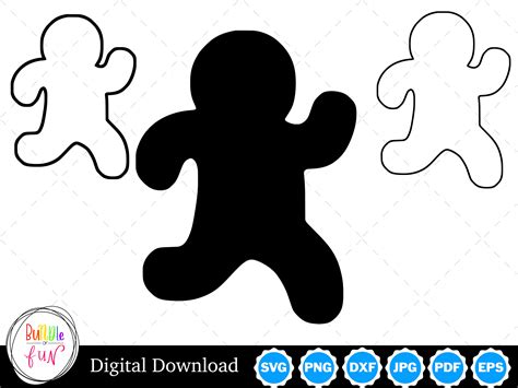 Running Gingerbread Man Silhouette With Two Outlines | Gingerbread Man ...