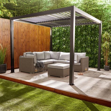 Vonhaus Pergola With Retractable Roof 3x3m Aluminium Pergola Canopy ...