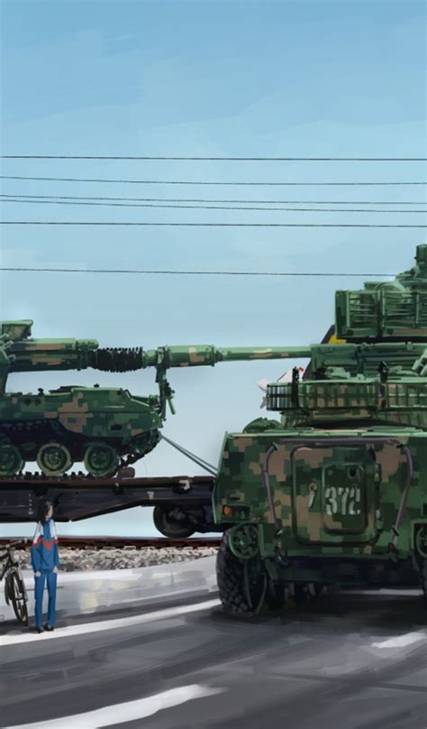 Download wallpaper China, girl, bicycle, military, weapon, anime, train ...