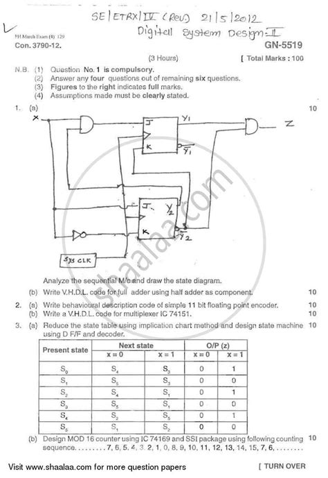 Digital System Design -2 2011-2012 BE Electronics Engineering Semester ...