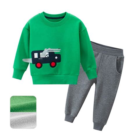 Buy Toddler Boy Girl Sweatsuit Fleece Pullover Green Grey Winter ...