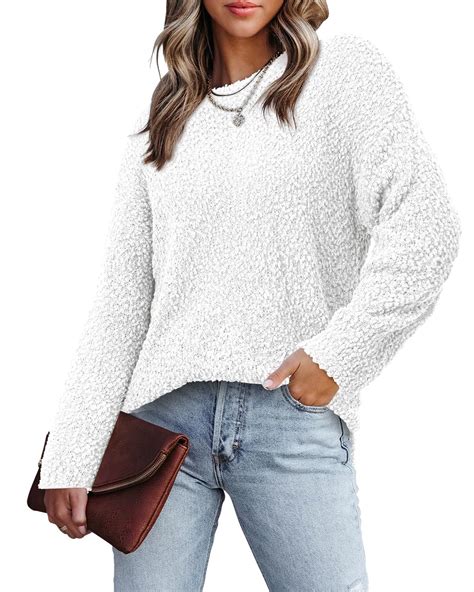 StunShow Women's Pullover Sweater Side Slit Casual Long Sleeve ...