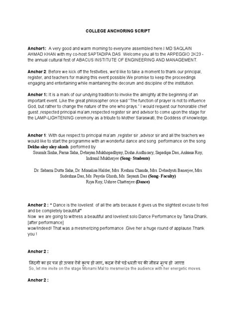 Image result for Anchoring Script Examples