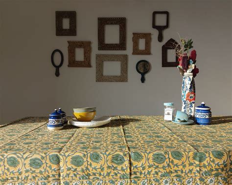 Genda Handblock Printed Cotton Table Cover (6 Seater) – Music Of Loom