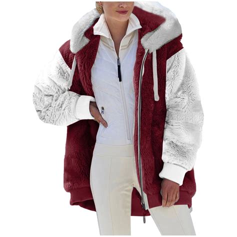 VINUSLI Womens Sherpa Jackets for Women Fuzzy Fleece Teddy Coat Color ...
