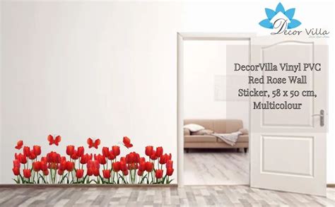 Decor Villa™ PVC Vinyl Red Rose 3D Wall Sticker JUST Peel & Stick New ...