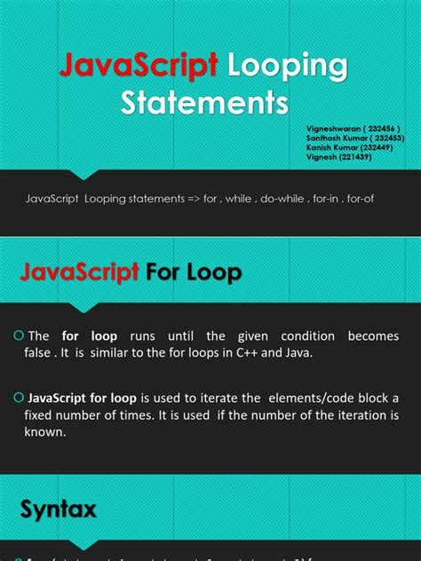 JavaScript Loop Statement 的图像结果